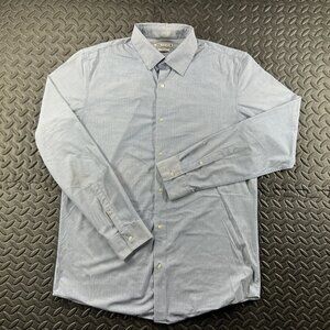 Zara Shirt Adult Large Blue Button Up Long Sleeve Slim Fit Casual Formal Men's